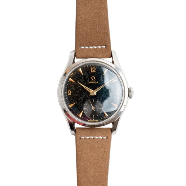 vintage omega 2639 black gilt dial watch