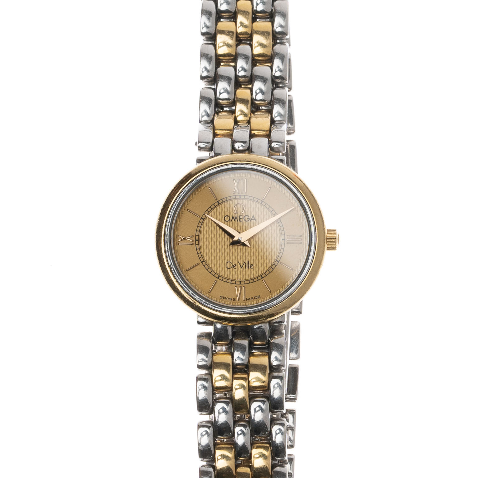 vintage omega de ville roman numerals gold steel watch ladies