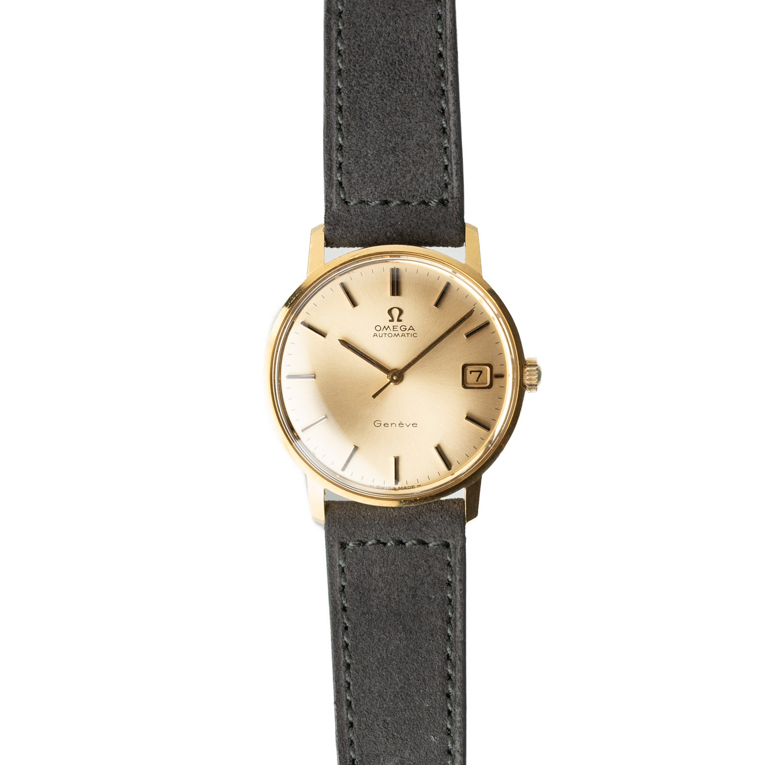 Vintage Omega Genéve 18k gold dresswatch 166.037 from 1968 front