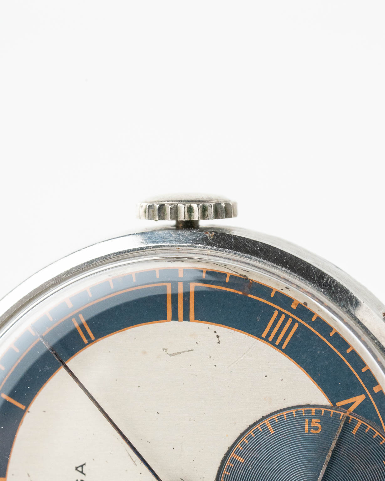 Vintage Omega Bullseye 30T2 from 1942 crown