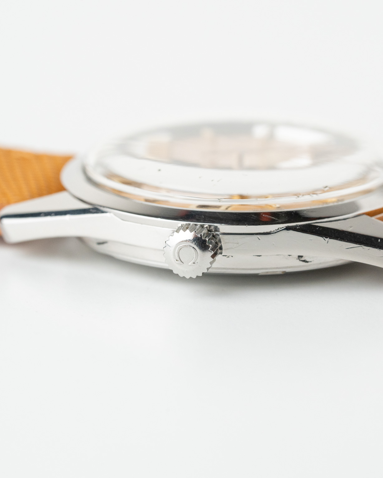 Vintage Omega Seamaster with Orange patina in steel ref 14701-1 SC from 1960 crown 2