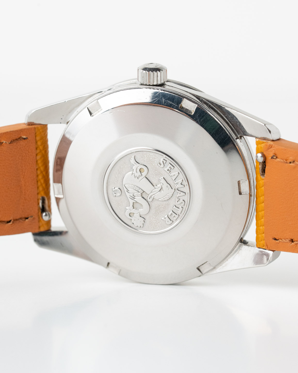 Vintage Omega Seamaster with Orange patina in steel ref 14701-1 SC from 1960 caseback