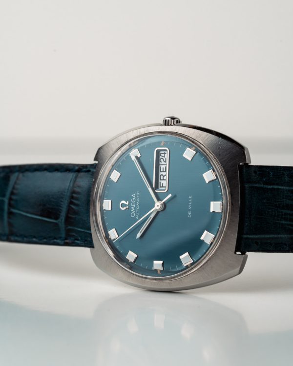 1969 Omega Automatic De Ville Day/Date with Matte Blue Dial in Stainless Steel Model 166.053 main image 1