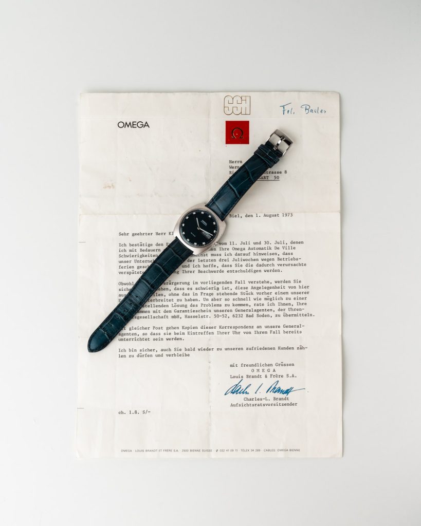 1969 Omega Automatic De Ville Day/Date with Matte Blue Dial in Stainless Steel Model 166.053
