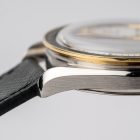 Vintage Omega Speedmaster Reduced two-tone white dial 175.0032 from 1990s watch lug chamfer