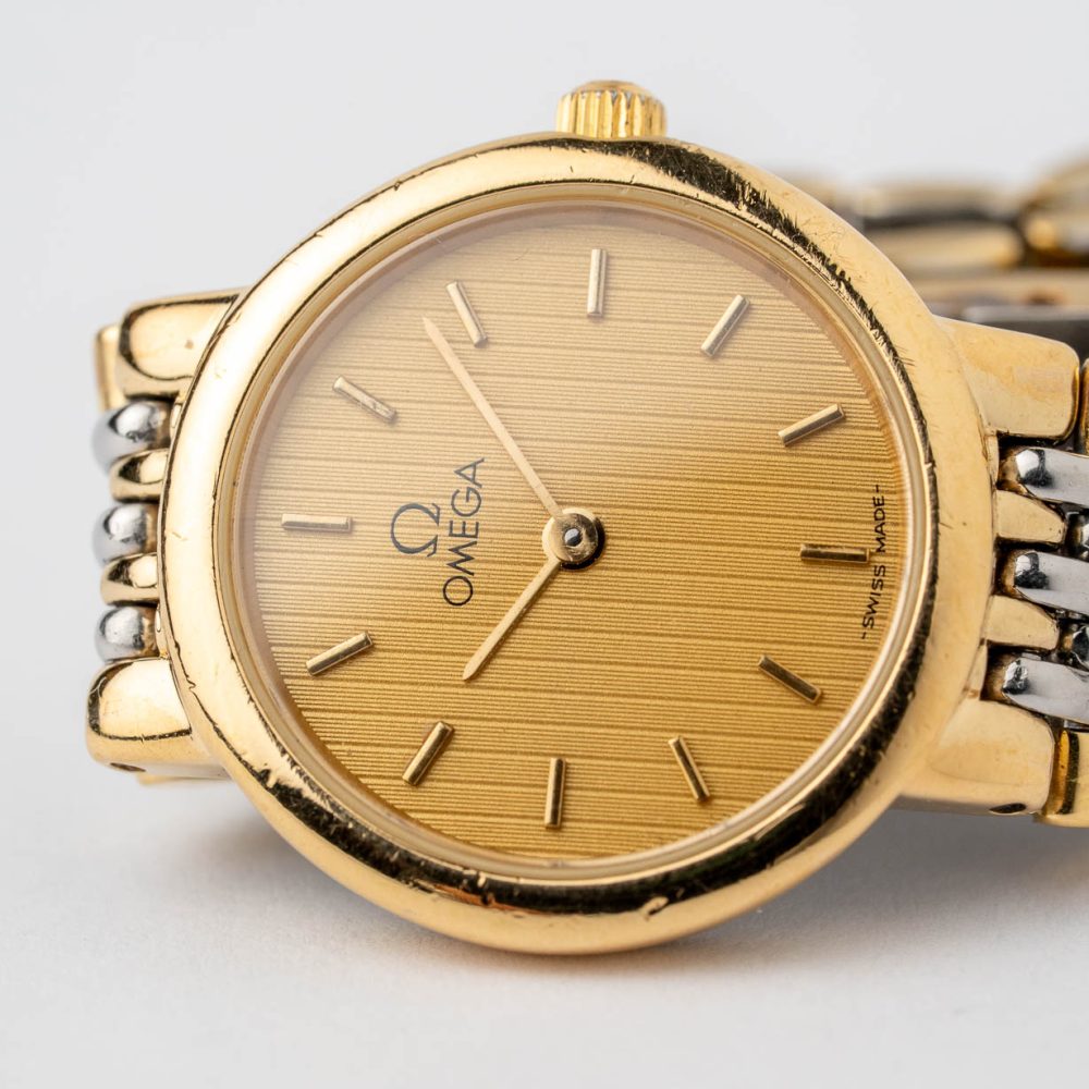 Vintage Omega De Ville two-tone dresswatch ladies with textured dial ...