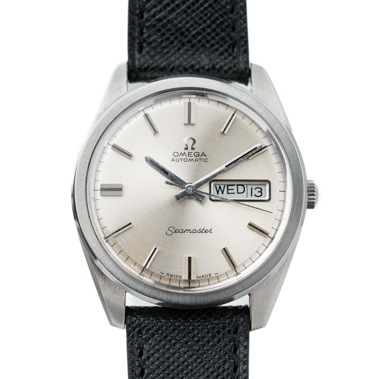 Vintage Omega Seamaster day date with white dial 168.023 from 1967 watch front