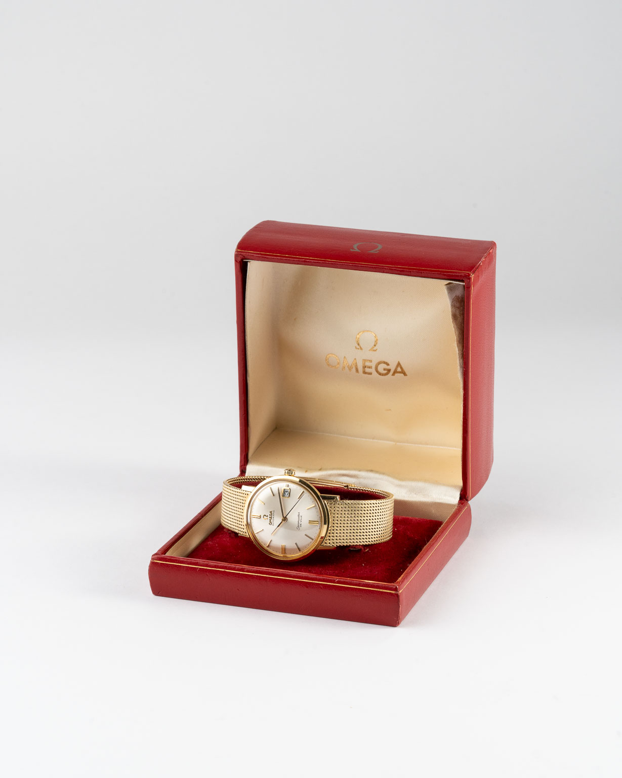 vintage omega seamaster 166.020 14k gold case and bracelet box