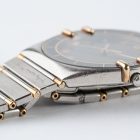 Vintage Omega Constellation Manhattan Two-Tone quartz 198.0136 from 1998 watch crown and lug