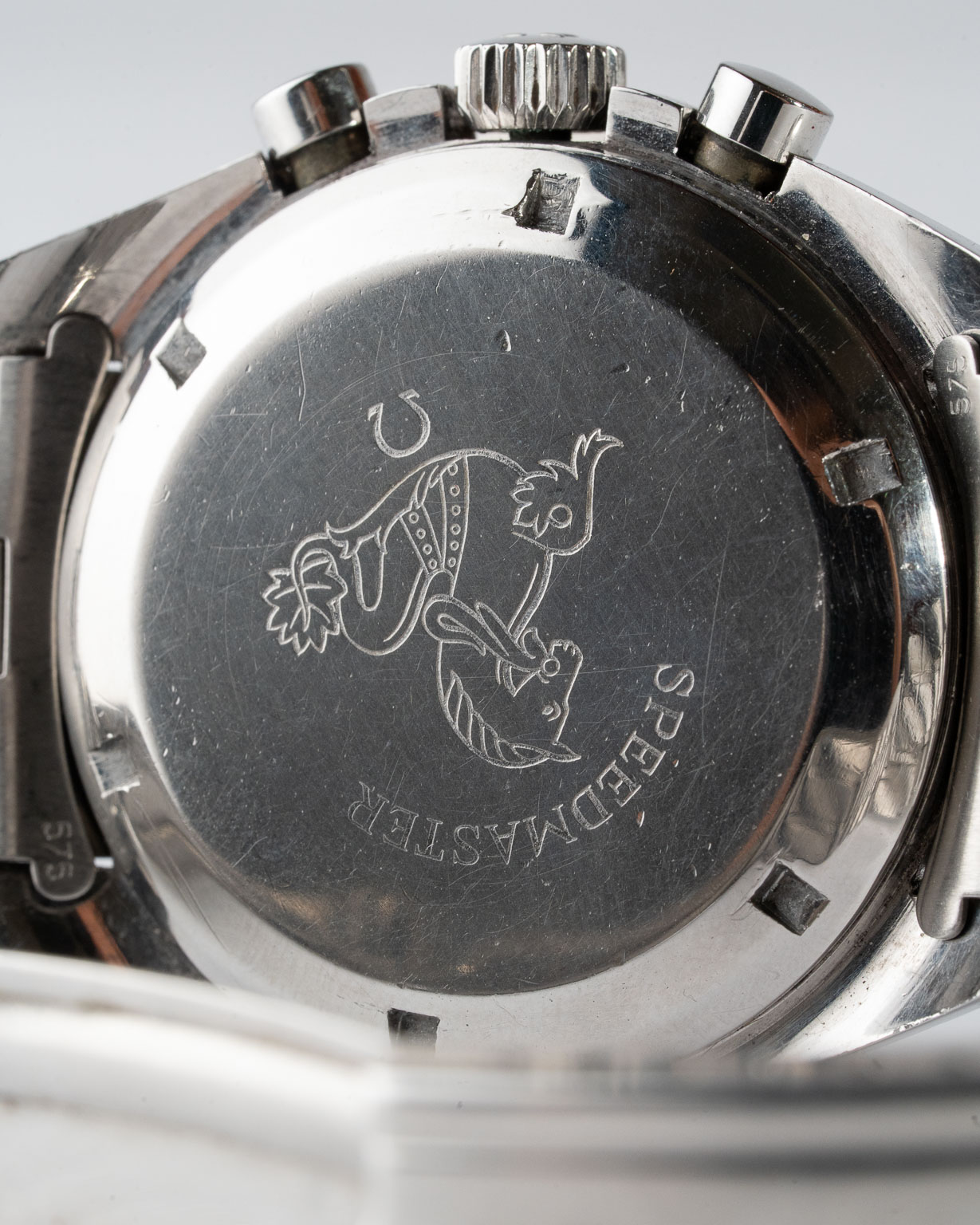 Omega Speedmaster professional with 'Asymmetric T' dial and DON bezel reference 105.012-63 from 1964 caseback