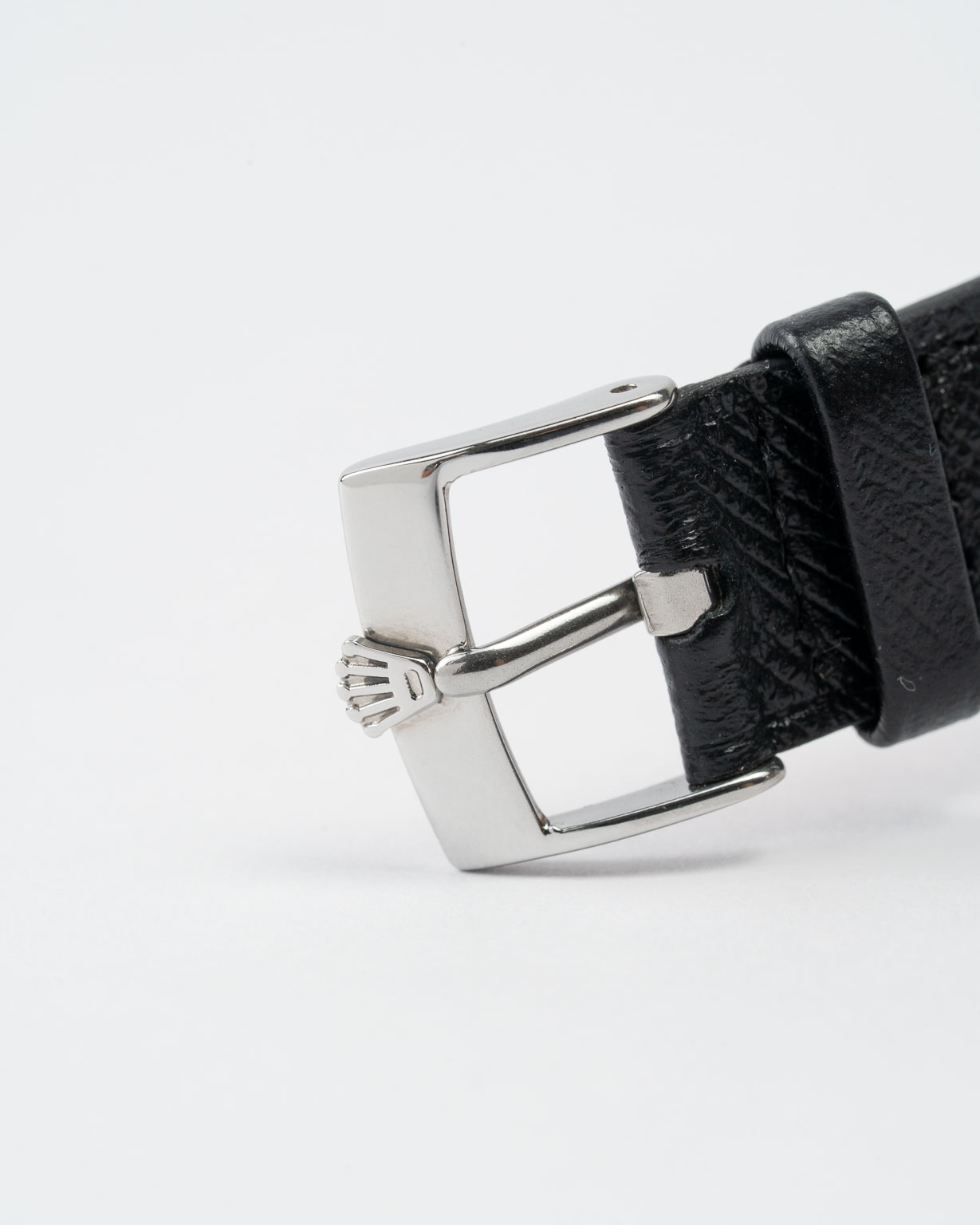 Vintage Rolex Oysterdate Precision 6694 stainless steel Black Gilt (tropical) dial on leather strap from 1953 buckle