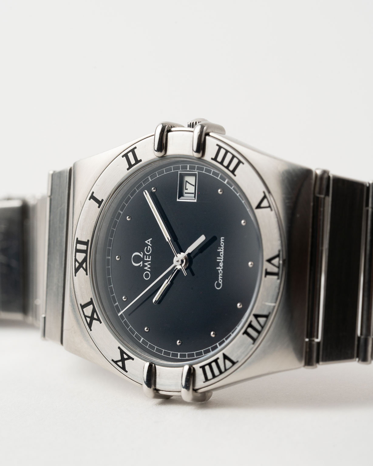 Vintage Omega Constellation Steel quartz with Black dial reference 396.1080 from 1991 laying