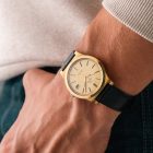 Omega Genève 136.0102 gold plated, full set from 1975 wrist shot