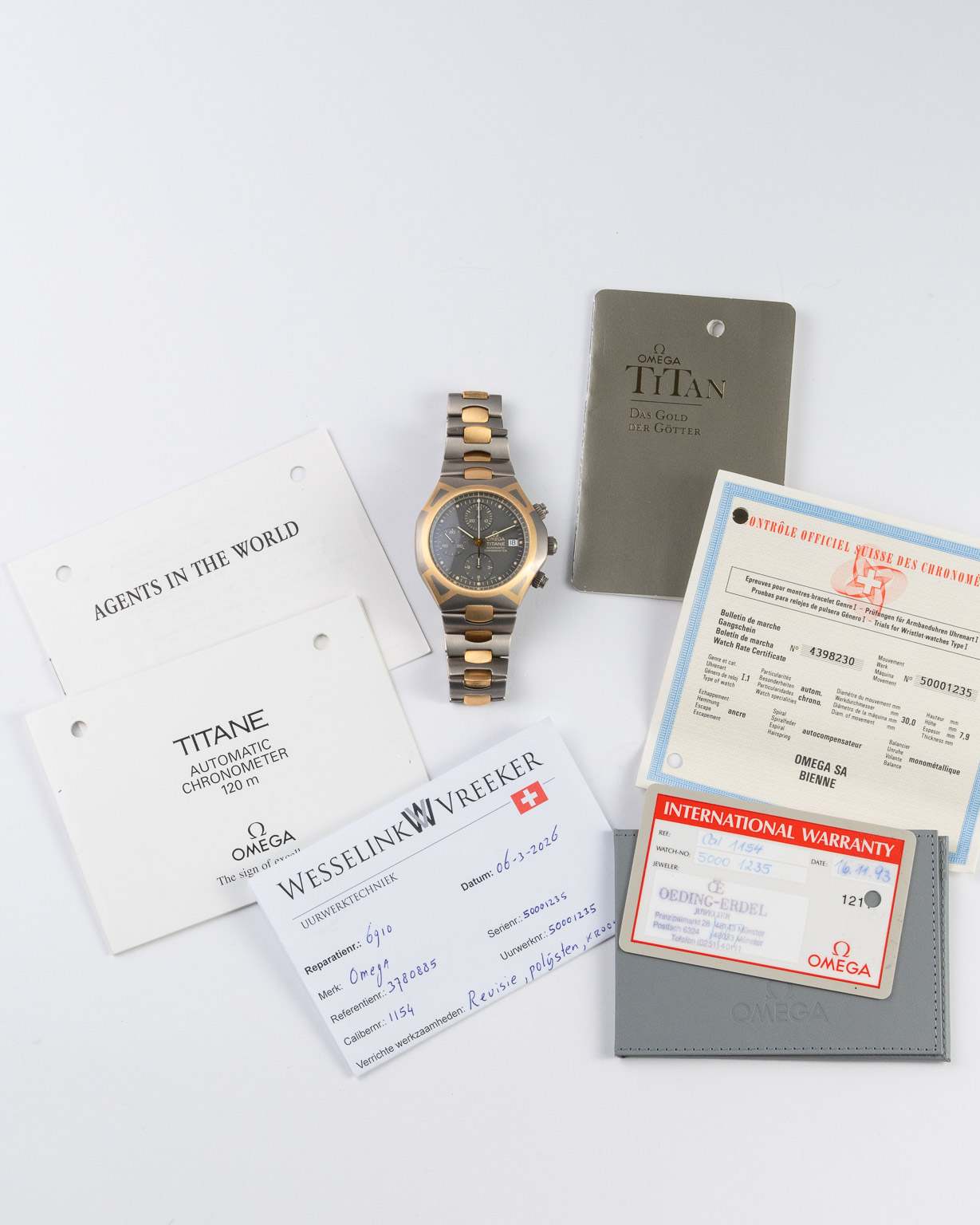 Omega Seamaster Titane Chronograph Automatic 41.5mm with papers from 1993 full set contents