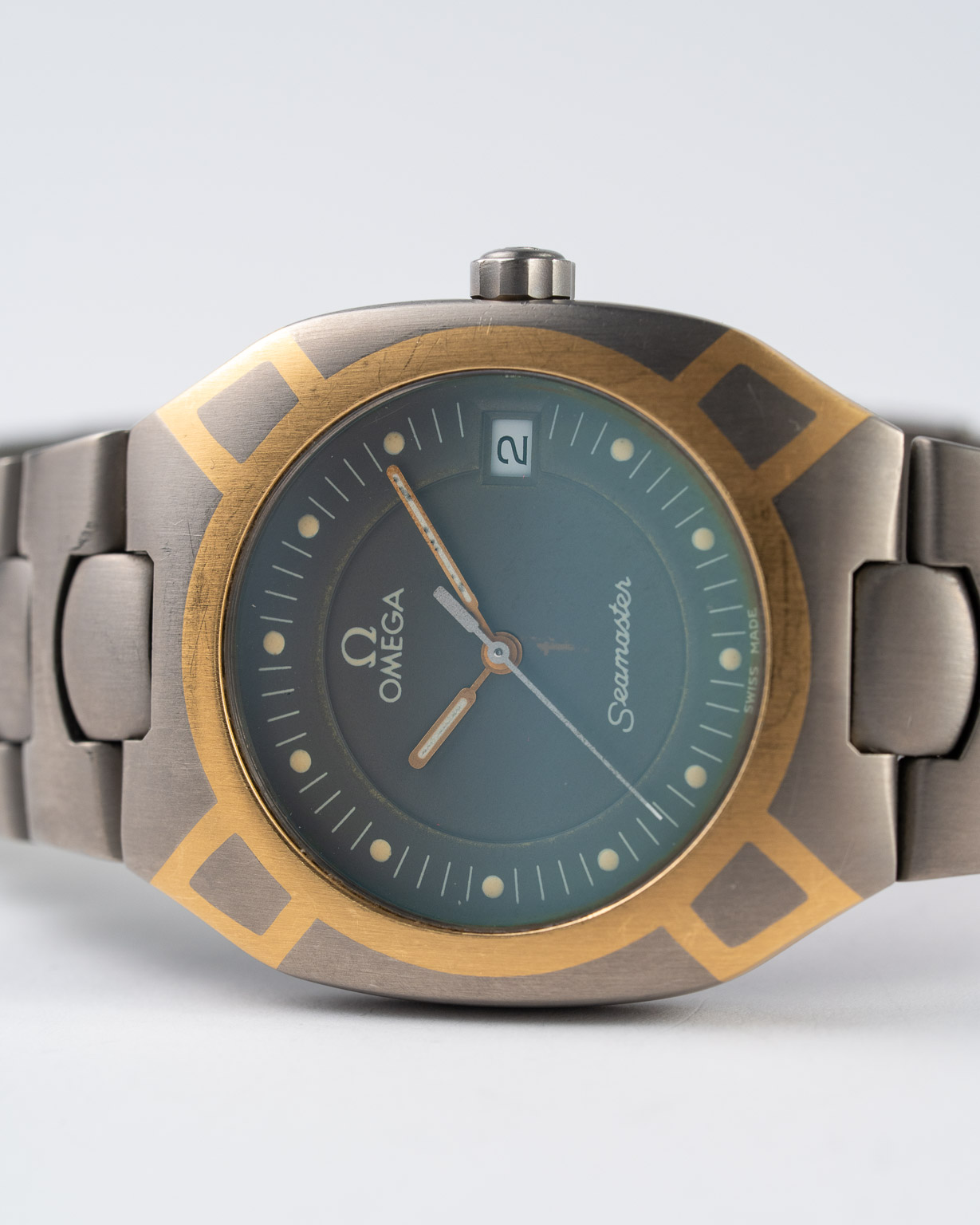 Omega Seamaster Polaris Titanium Quartz 396.1021 full set from 1987 dial