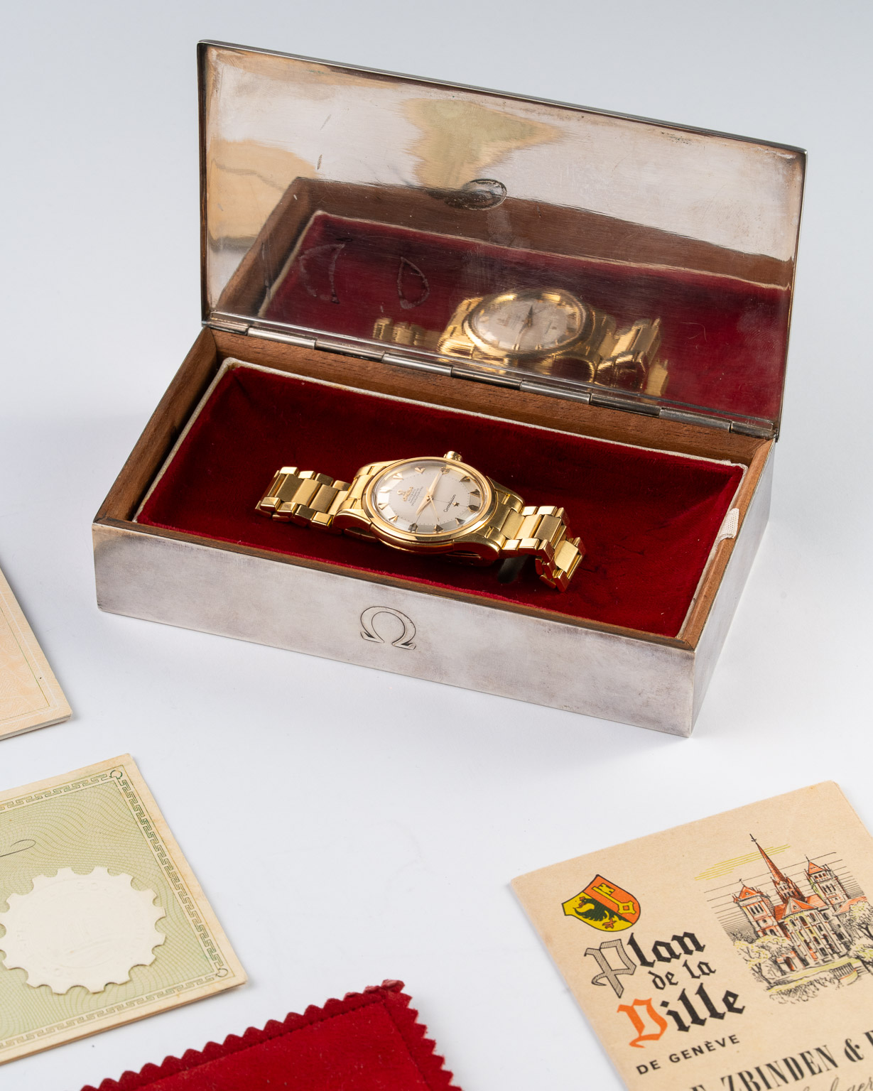Omega Constellation 2852 18K gold, on gold flatlink, full set from 1959